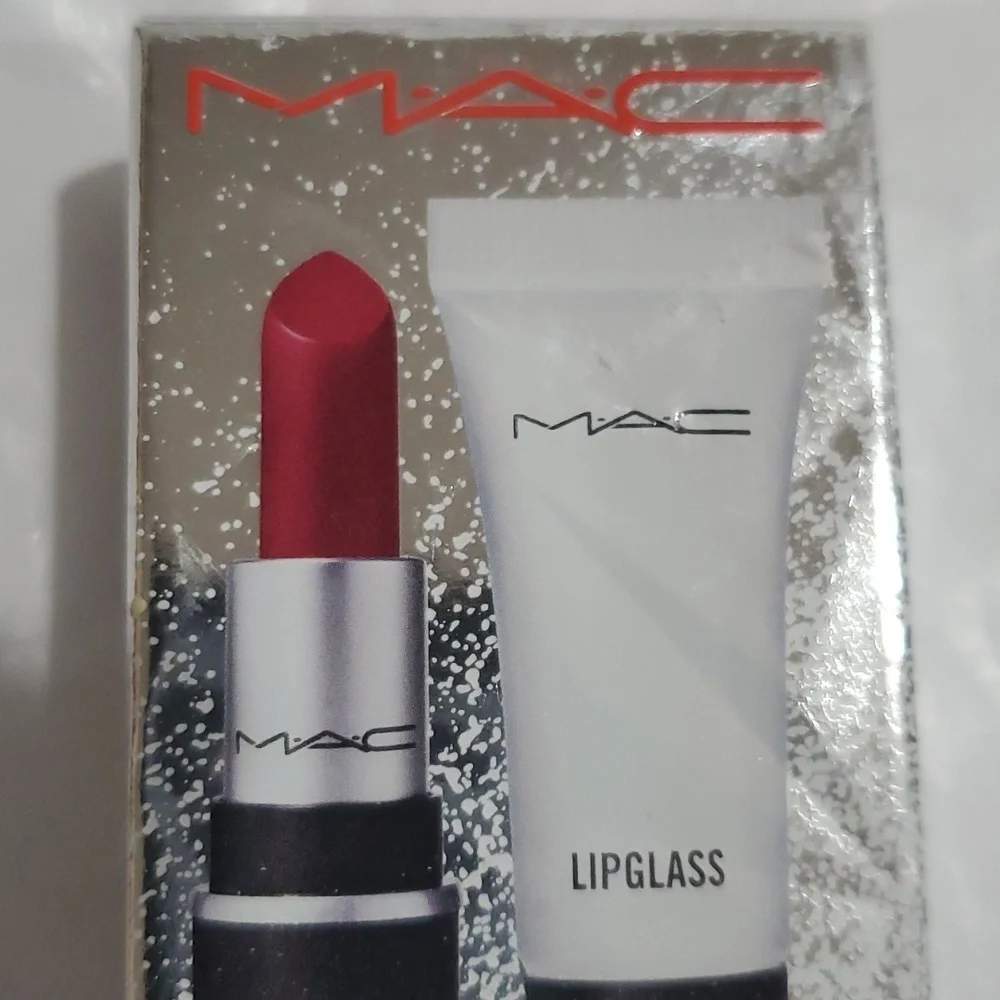 MAC cosmetics winter's kiss red matte lipstick‎ & lipglass mini lip duo new